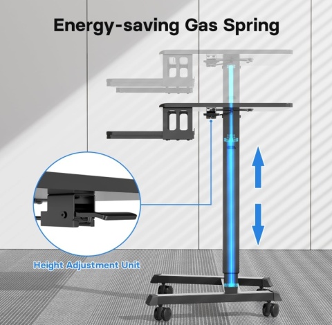 Mobilne Biurko Regulowane BONTEC (72-112 cm) – Praca Siedząco-Stojąca, Czarne