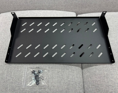 Półka do Szafy RACK 19" 1U Głębokość 250mm (25 cm) Czarna Wentylowana