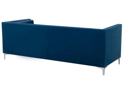 Sofa 3-osobowa Beliani AVALDSENES Aksamitna Granatowa Pikowana Styl Glamour