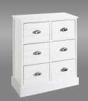 Komoda HAKU 75cm, 6 Szuflad, Lite Drewno / MDF, Biała