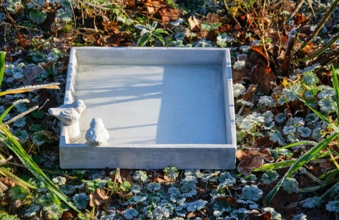 wadratowe Poidło i Kąpielisko dla Ptaków dobar® 29x29cm, Białe