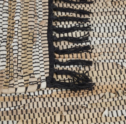 Dywan Chodnik Relaxdays 60x110 cm, Skóra i Bawełna, Szary Patchwork