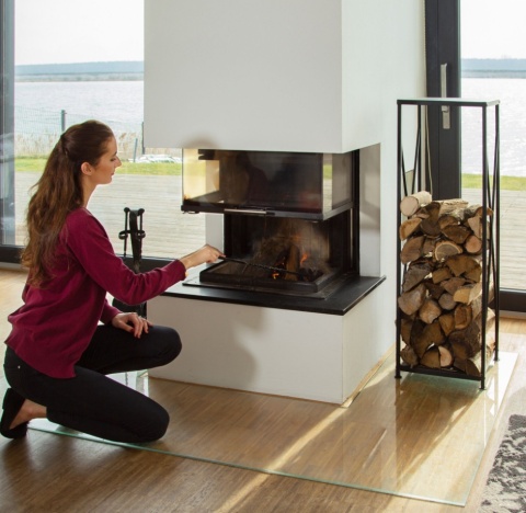 Stojak Regał na Drewno Kominkowe Metalowy Czarny 111 cm – Styl Loft