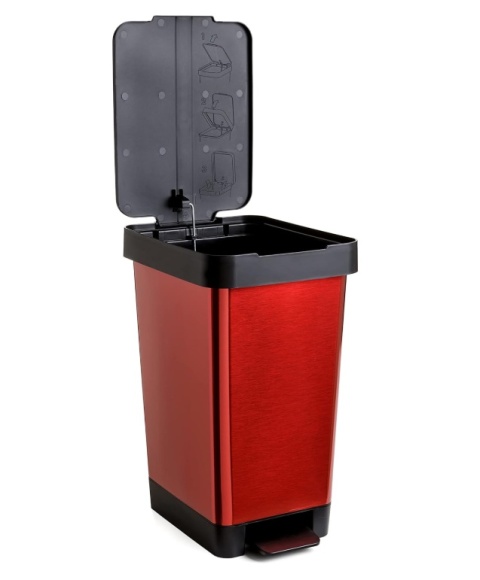 Kosz na Śmieci TATAY Smart 25L z Pedałem – Metaliczna Czerwień