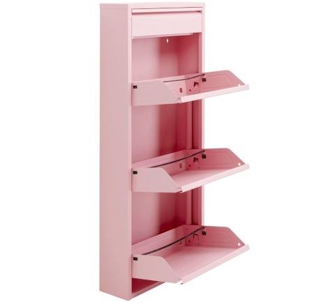 Szafka na Buty KARE DESIGN Caruso 3+1 Różowa, Metalowa, Ultra-Wąska 15 cm