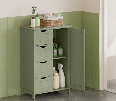 Szafka Łazienkowa VASAGLE Leśna Zieleń 55x30 cm – Komoda 4 Szuflady