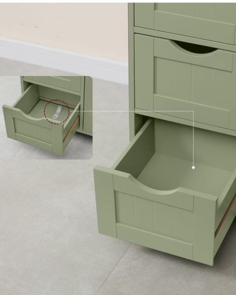 Szafka Łazienkowa VASAGLE Leśna Zieleń 55x30 cm – Komoda 4 Szuflady