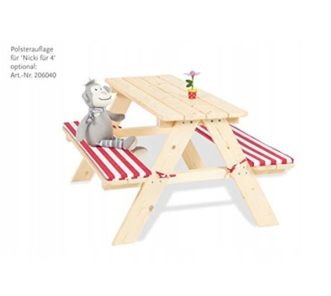 Stół Piknikowy dla Dzieci PINOLINO Nicki – Lite Drewno Świerkowe, 4-osobowy