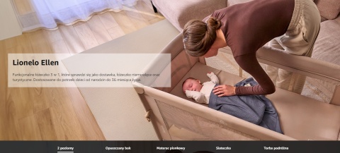 Łóżeczko Turystyczne i Dostawne Lionelo Ellen 3w1 – Beżowe, 2 Poziomy