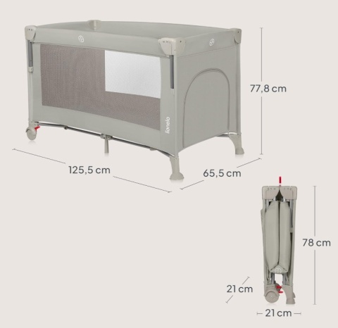 Łóżeczko Turystyczne i Dostawne Lionelo Ellen 3w1 – Beżowe, 2 Poziomy