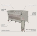 Łóżeczko Turystyczne i Dostawne Lionelo Ellen 3w1 – Beżowe, 2 Poziomy