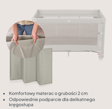 Łóżeczko Turystyczne i Dostawne Lionelo Ellen 3w1 – Beżowe, 2 Poziomy