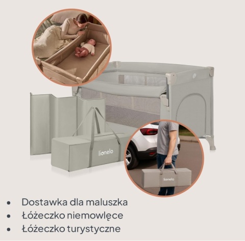 Łóżeczko Turystyczne i Dostawne Lionelo Ellen 3w1 – Beżowe, 2 Poziomy