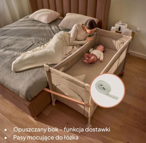 Łóżeczko Turystyczne i Dostawne Lionelo Ellen 3w1 – Beżowe, 2 Poziomy