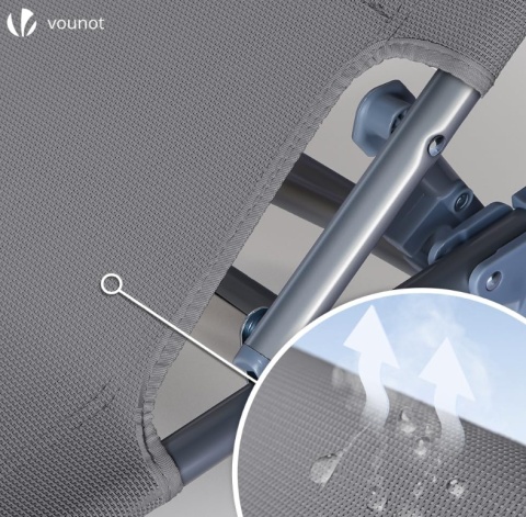 Zestaw 2 Leżaków Plażowych VOUNOT z Daszkiem – Szare, Składane