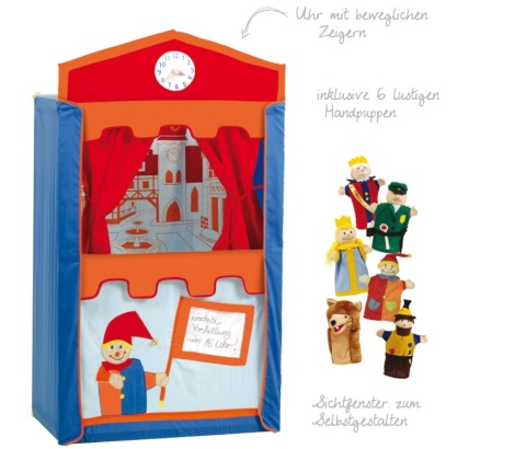 Teatrzyk Kukiełkowy dla Dzieci ROBA z 6 Pacynkami – Drewniany Stelaż