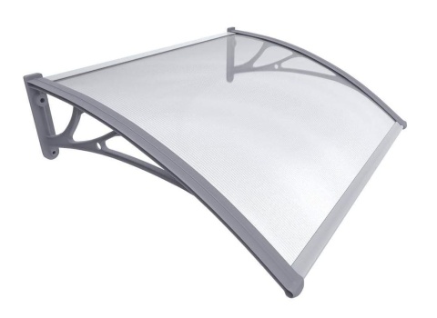 Daszek nad Drzwi VOUNOT 100x80 cm – Poliwęglan Lity 6mm, Szary Wspornik