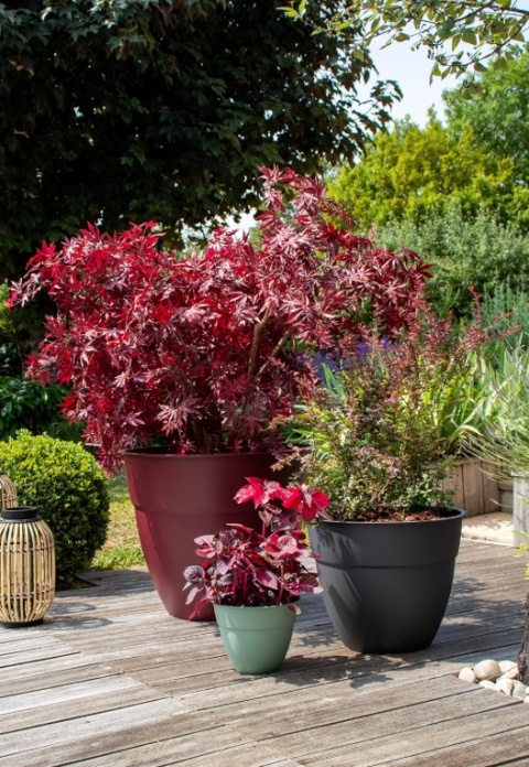 Donica Ogrodowa XXL EDA Osaka Ø 74 cm – 165L, Antracyt, System Nawadniania