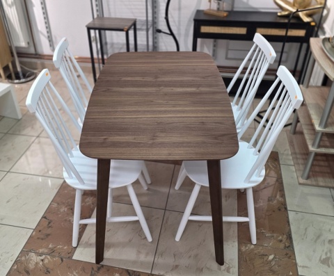 Stół Rozkładany do Jadalni MADOX 120-150 cm, Fornir Orzechowy, Styl Mid-Century