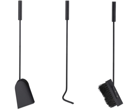 Zestaw Kominkowy 4-częściowy Relaxdays, Czarny Stalowy, Nowoczesny