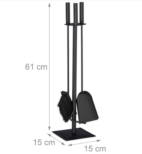 Zestaw Kominkowy 4-częściowy Relaxdays, Czarny Stalowy, Nowoczesny