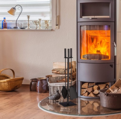 Zestaw Kominkowy 4-częściowy Relaxdays, Czarny Stalowy, Nowoczesny