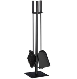 Zestaw Kominkowy 4-częściowy Relaxdays, Czarny Stalowy, Nowoczesny