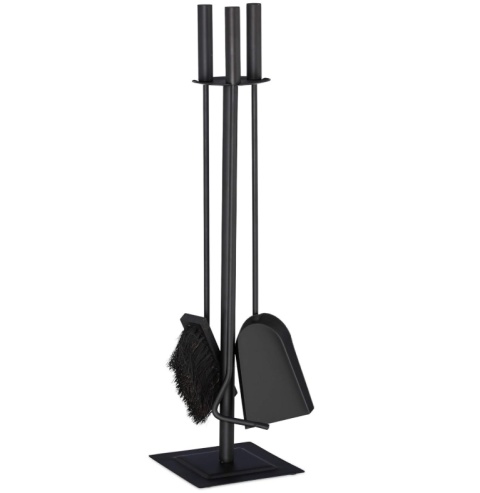 Zestaw Kominkowy 4-częściowy Relaxdays, Czarny Stalowy, Nowoczesny