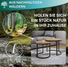 Zestaw Stolików Kawowych MODENA 2 szt. – Lite Drewno Dębowe i Stal