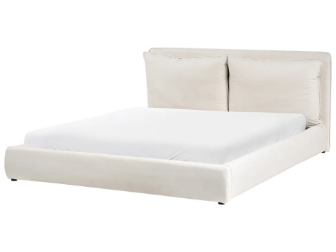Łóżko tapicerowane Beliani BAJONNA 180 x 200 cm (EU Super King) Jasnobeżowe (Light Beige)