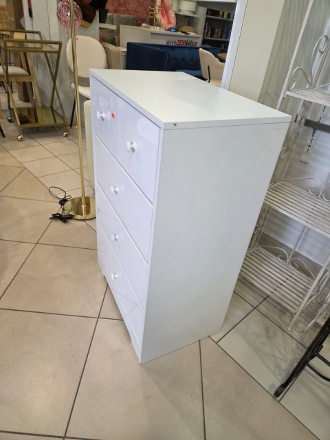 Beliani Komoda ALBERTA 5 szuflad Biała – Skandynawski Minimalizm