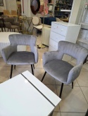 Beliani SANILAC Zestaw 2 krzeseł do jadalni Welur szary