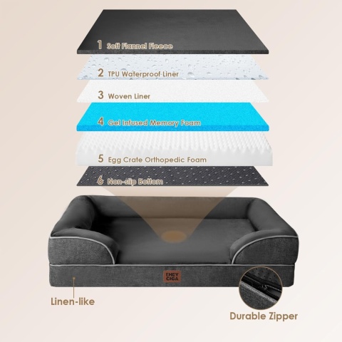 EHEYCIGA ortopedyczne legowisko dla psa z pianki memory 125×100×16 cm