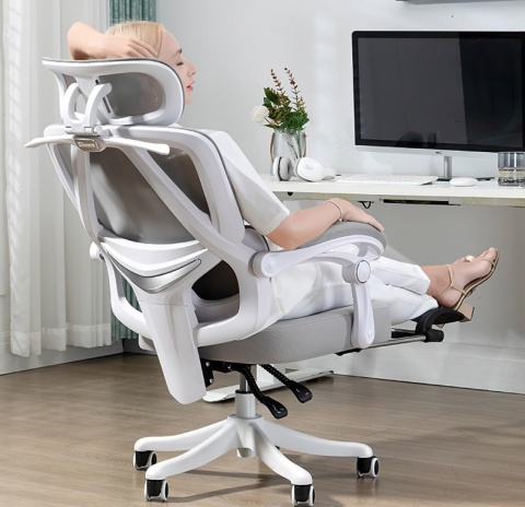 Fotel Executive Recline Mesh – Obrotowy, Ergonomiczny, Wentylowana Siatka, Regulacja 90°-150°, Szary