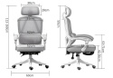 Fotel Executive Recline Mesh – Obrotowy, Ergonomiczny, Wentylowana Siatka, Regulacja 90°-150°, Szary