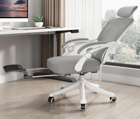 Fotel Executive Recline Mesh – Obrotowy, Ergonomiczny, Wentylowana Siatka, Regulacja 90°-150°, Szary