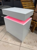 IRONCK biały stolik nocny LED z USB i USB-C, 2 szuflady, nowoczesny 35×48×60 cm