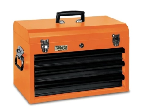 Komoda Narzędziowa BETA C22E Przenośna – 3 Szuflady , Czarno-Pomarańczowa