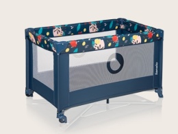 Beliani Lionelo Stefi Blue Navy – Łóżeczko turystyczne i kojec 2w1 z bocznym wejściem