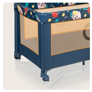 Beliani Lionelo Stefi Blue Navy – Łóżeczko turystyczne i kojec 2w1 z bocznym wejściem