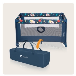 Beliani Lionelo Stefi Blue Navy – Łóżeczko turystyczne i kojec 2w1 z bocznym wejściem
