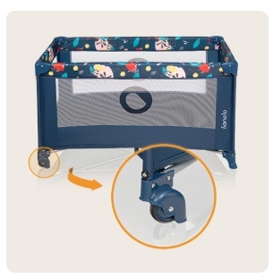 Beliani Lionelo Stefi Blue Navy – Łóżeczko turystyczne i kojec 2w1 z bocznym wejściem