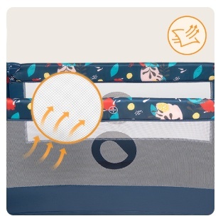 Beliani Lionelo Stefi Blue Navy – Łóżeczko turystyczne i kojec 2w1 z bocznym wejściem