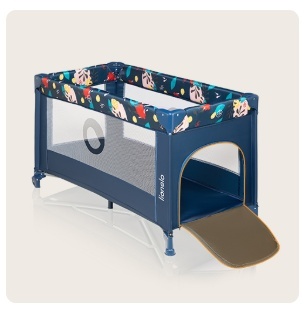 Beliani Lionelo Stefi Blue Navy – Łóżeczko turystyczne i kojec 2w1 z bocznym wejściem
