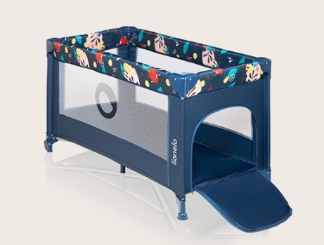 Beliani Lionelo Stefi Blue Navy – Łóżeczko turystyczne i kojec 2w1 z bocznym wejściem