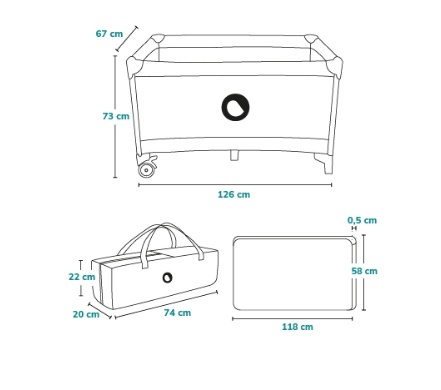 Beliani Lionelo Stefi Blue Navy – Łóżeczko turystyczne i kojec 2w1 z bocznym wejściem