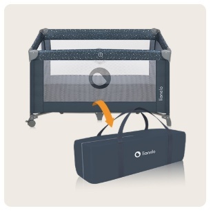 Lionelo Stefi Blue Grey — Łóżeczko turystyczne 2w1 z funkcją kojca