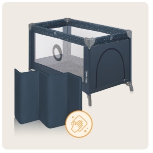 Lionelo Stefi Blue Grey — Łóżeczko turystyczne 2w1 z funkcją kojca