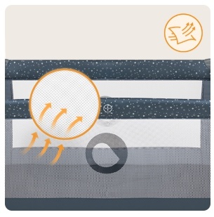 Lionelo Stefi Blue Grey — Łóżeczko turystyczne 2w1 z funkcją kojca