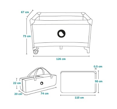 Lionelo Stefi Blue Grey — Łóżeczko turystyczne 2w1 z funkcją kojca